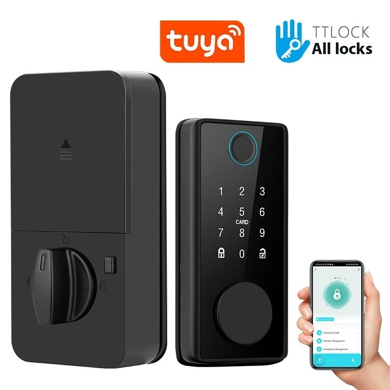 Graffiti Smart Wooden Door Fingerprint Lock
